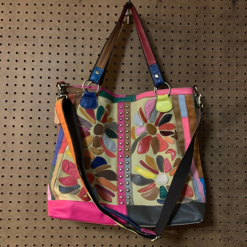 American Leather Boho Patchwork Flower Shoulder B… - image 10